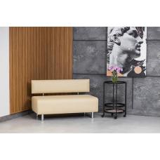 Sofa bench in the salon, office, shop, cafe, corridor, on the balcony and loggia, in front. Sofa