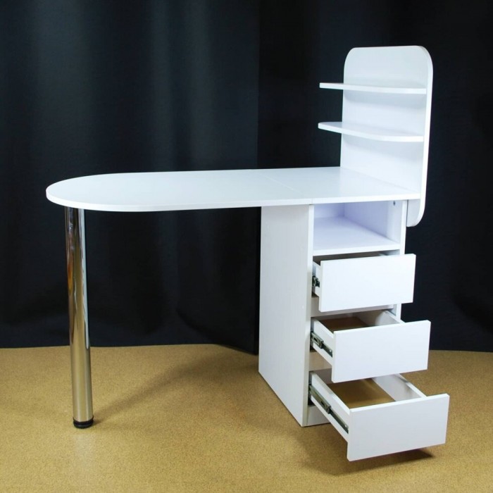 Manicure table with shelves