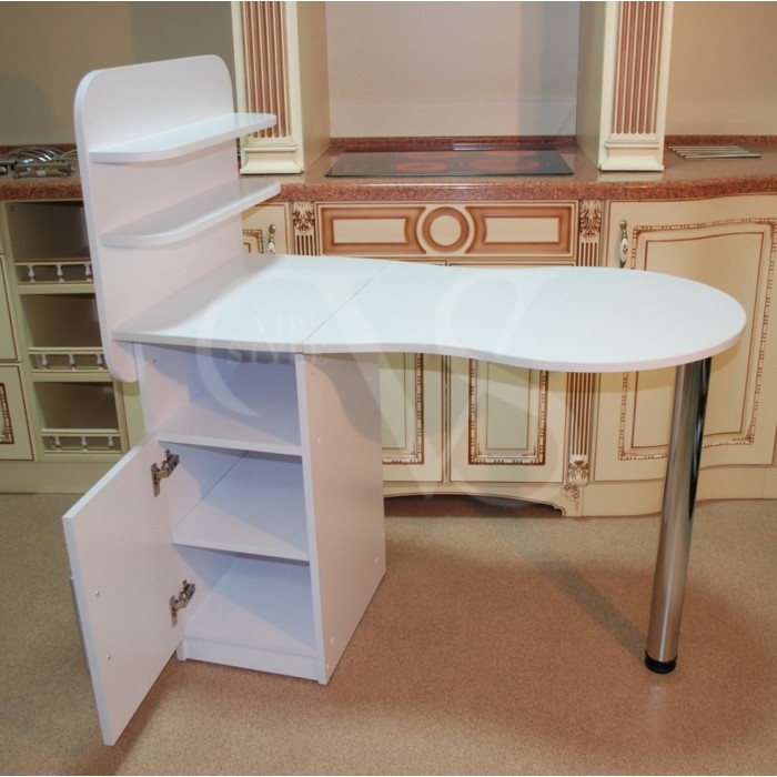 Manicure table with shelves for varnishes